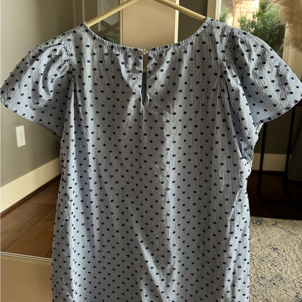 CeCe Blue and White Polka Dot Blouse - Picture 3 of 4